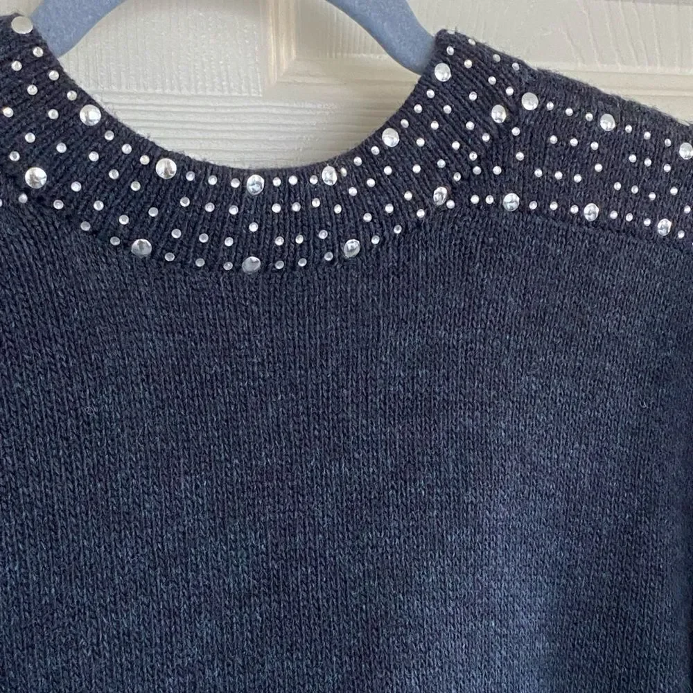 St.John Vintage (signature label,1980s) dark blue sweater, SizeXS/S Petite